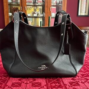 Coach Black Pebbled Leather Large Shoulder Bag